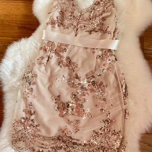 Sequin nude short dress
